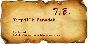 Tirpák Benedek névjegykártya